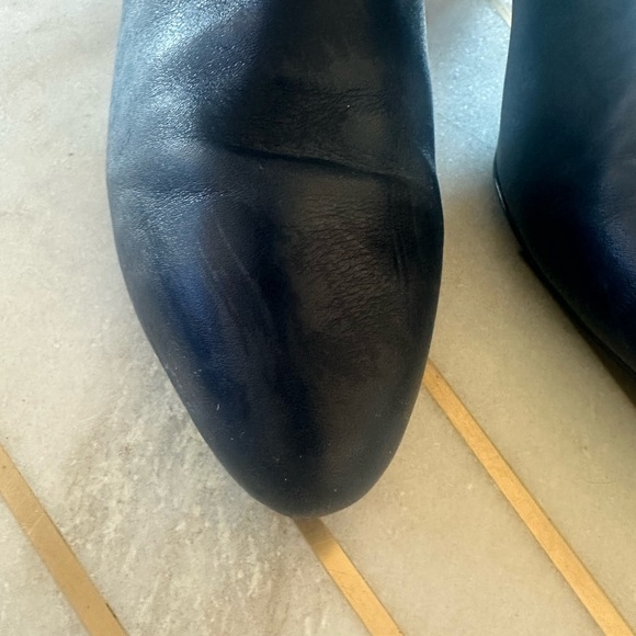 Navy leather Cole Haan size 10 booties suede on back. Like new. - Picture 3 of 8